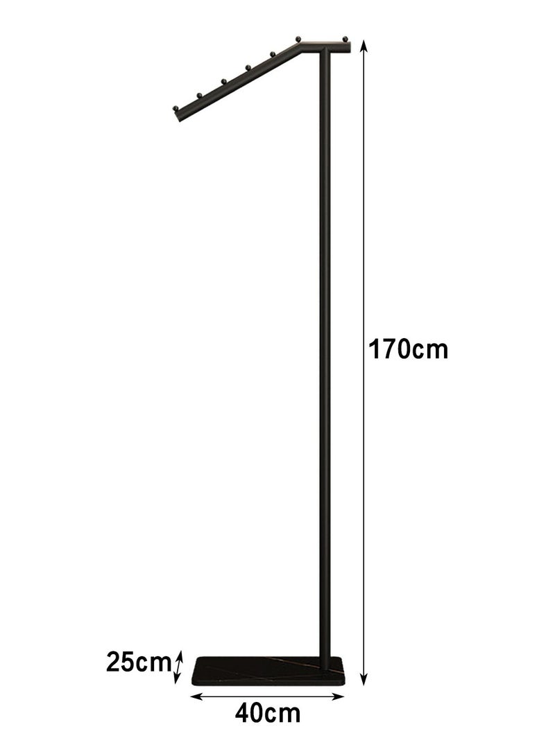LEOKOR Coat Rack, Freestanding Coat Hanger Stand with Marble Base, Heavy Duty Metal Clothing Stand with Crossbar and 3 Hooks, 170cm Tall for Entryway, Bedroom, Office - Image 4
