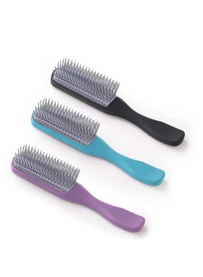 Hearts Hair Styling Brush | Hair Brush For Men & Women | Flexible Bristles Styling Brush For Curly Wavy Hairs | Wet & Dry Hair Brush | Pack Of 3 | C19Ble | C19Blk | C19P.. | Multi - Image 1