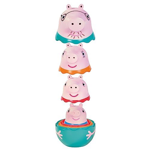 TOMY تومي تومي بيبا بيغ - عائلة بيبا المتداخلة - تشمل بيبا بيغ، مامي بيغ، دادي بيغ وجورج - لعبة تداخل، فرز وصب - للأعمار من 18 شهرًا وما فوق - Image 1