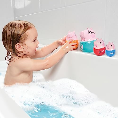 TOMY تومي تومي بيبا بيغ - عائلة بيبا المتداخلة - تشمل بيبا بيغ، مامي بيغ، دادي بيغ وجورج - لعبة تداخل، فرز وصب - للأعمار من 18 شهرًا وما فوق - Image 2