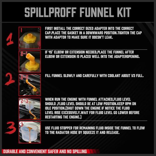 SEDY Ultimate No Spill Coolant Funnel Kit - 19-Piece Spill-Free Radiator Funnel Set, Spill Proof Radiator Bleeder Kit, Coolant Filling, Radiator Filler, Extra Funnels and Adapters for Universal Vehicle - Image 5