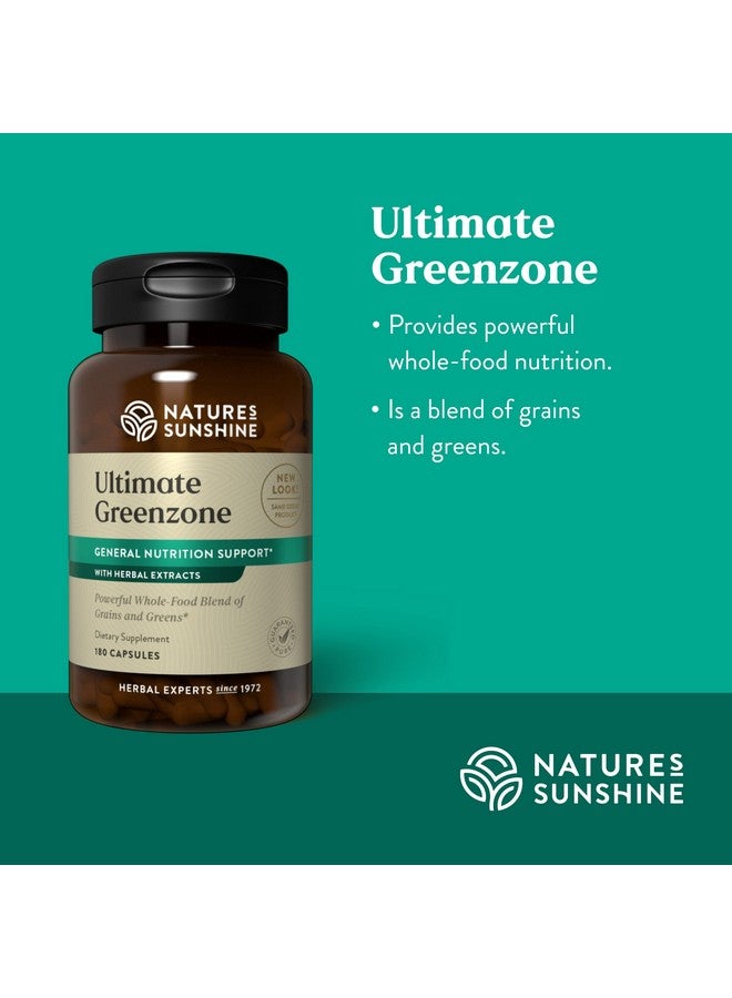ناتشرز صن شاين Nature's Sunshine Ultimate Greenzone، 180 كبسولة | يدعم المناعة، ويساعد في الحفاظ على مستوى الحموضة المتوازن، وهو مليء بالحبوب المغذية والأعشاب والفواكه - Image 4