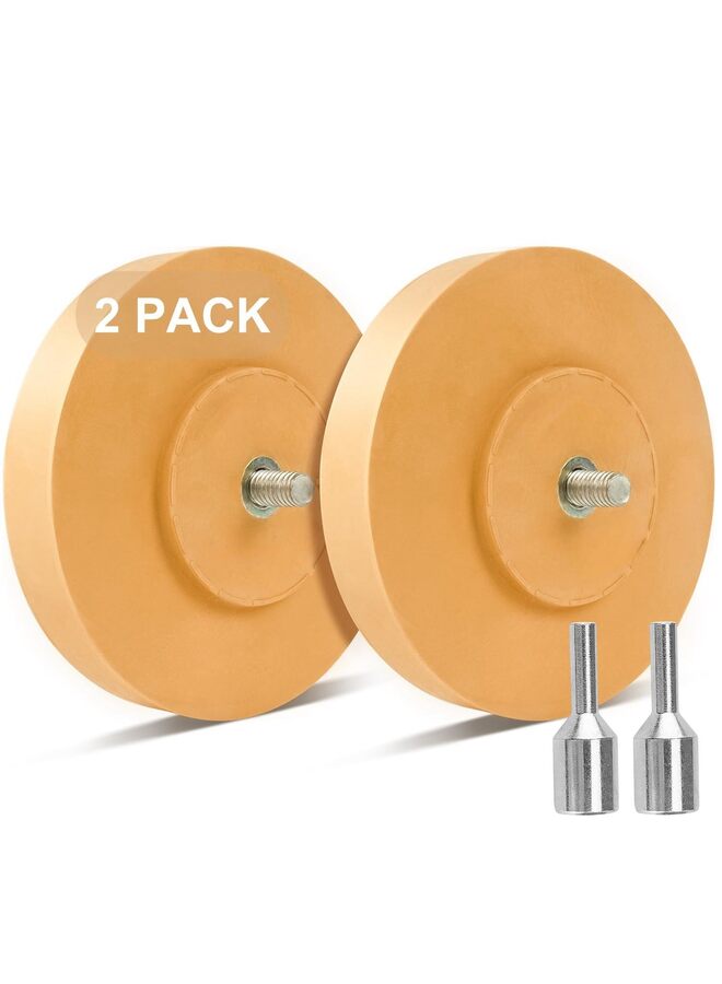 LAMAY 2 Pack Decal Eraser Wheel Adhesive with Adapter 4 Inch Rubber Eraser Wheel for clean Drill Car Decal Vinyl Tape Graphics Pinstripe Sticker (Size : SOLID) - Image 1