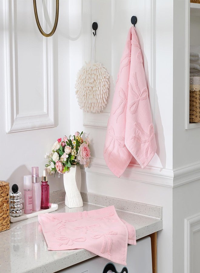 FuWeave فوويف 2 قطعة من مناشف اليد الوردية لحمام كوكيت بوا مناشف يد 100% قطن ماص للحرارة مزخرفة بنقشة جاكار ديكور الحمام ديكور حمام بريبي هدية، 13.7 × 29.5 بوصة - Image 4