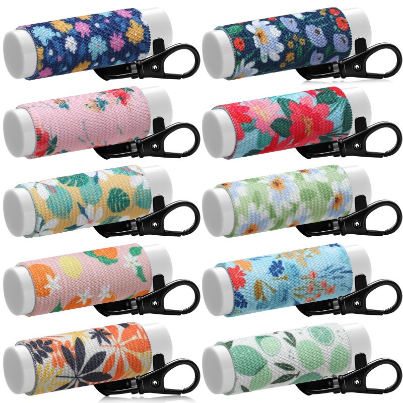 Sureio 10 Pack Lip Balm Holder Keychain Compact Clip On lipstick Lip Gloss Holder Keychain Elastic lipstick Sleeve ClipVintage Style