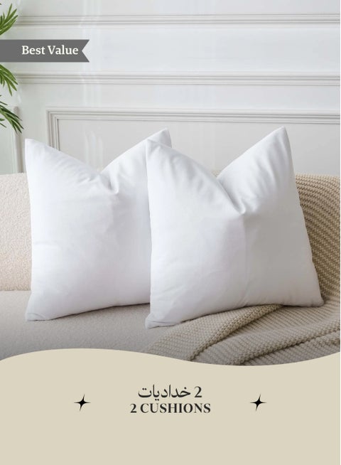 2 Soft and comfortable white microfiber sofa cushions with plush filling and perfect support – cushions for couch, bed, office, car, and relaxation spaces