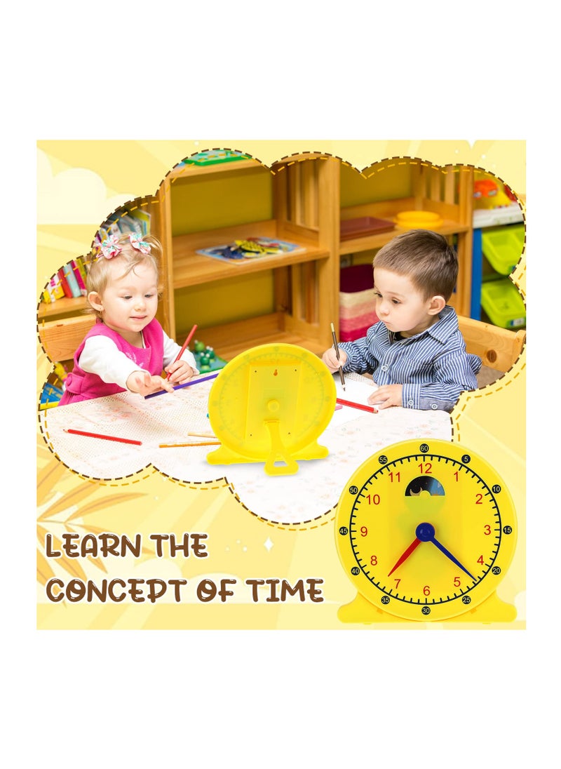 2 Pcs Student Clock Time Telling Teaching Clock for Kids Classroom Learning Analog Clock Judy Clock Teachers Supplies Develops Day and Night Time Early Math Skills( 11.8 x 12 In)