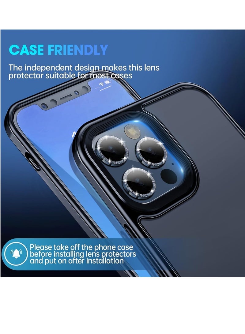 iPhone 15 Pro - iPhone 15 Pro Max Camera Lens Protector, 9H Tempered Glass Camera Cover Screen Protector Metal Individual Ring for iPhone 15 Pro 6.1 inch iPhone 15 Pro Max 6.7 inch[Glitter] (Blue Tita - Image 5
