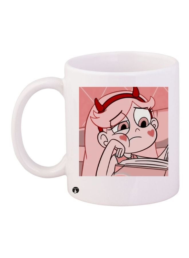 RYN Cartoon Printed Coffee Mug White/Pink/Red 11ounce