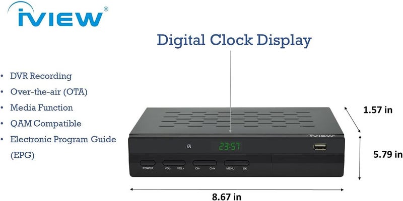 iview -3500STBA III، صندوق تحويل رقمي ATSC مع تسجيل وتشغيل وسائط، من تناظري إلى رقمي، مو tuner QAM، قناة 3/4، HDMI، A/V، USB، جهاز تحكم عن بعد ذكي (برنامج جديد) - Image 4