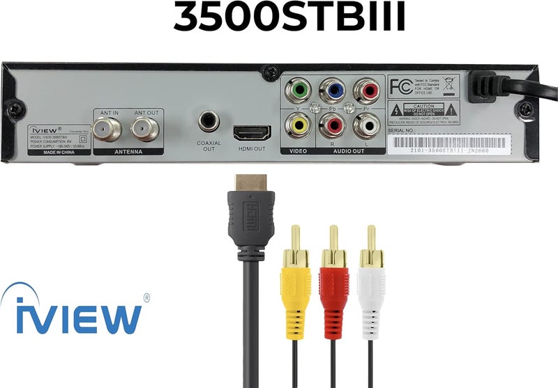iview -3500STBA III، صندوق تحويل رقمي ATSC مع تسجيل وتشغيل وسائط، من تناظري إلى رقمي، مو tuner QAM، قناة 3/4، HDMI، A/V، USB، جهاز تحكم عن بعد ذكي (برنامج جديد) - Image 3