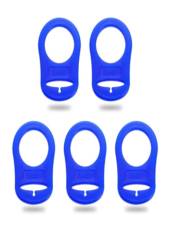 Demearly 5 Pack Clean Pacifier Clip Silicone Adapter Holder Rings for Pacifier (Food Grade, Blue) - Image 1