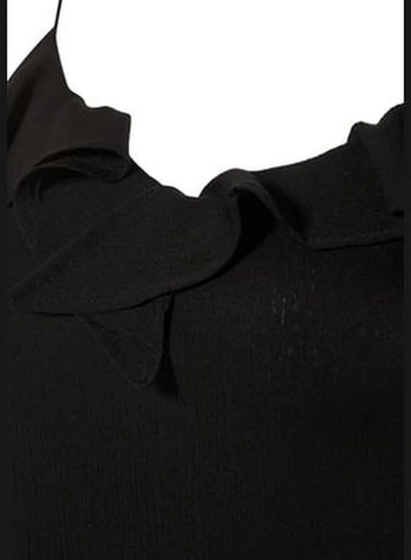 trendyol Black Maxi Woven Ruffle Beach Dress TBESS19WY0004
