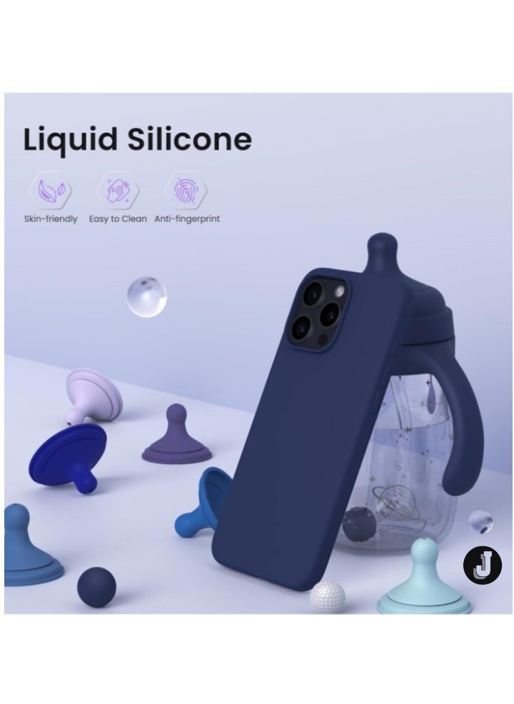 JAJEEK "New Navy Blue Liquid Silicone Case for iPhone 16 Pro Max 6.9" – Shockproof & Scratch-Resistant" - Image 3