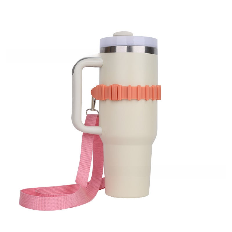 Explosive Ice Cup Accessories Silicone Cup Handler Portable Cup Strap Thermos Cup Handler Outdoor Strap(Orange) - Image 1