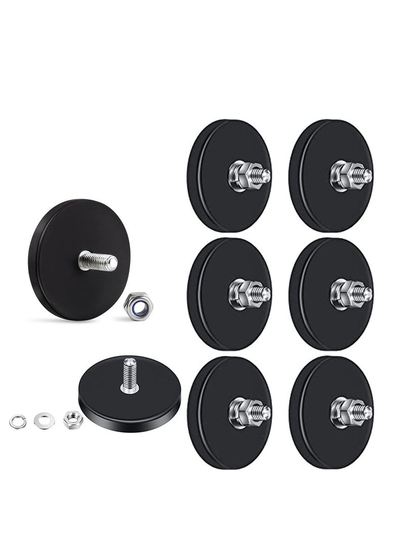 مغناطيس نيديميو مغطى بالمطاط، مغناطيسات سوداء ذات سطح مطلي، مغناطيسات مقاومة للماء، مغناطيس خيط M6 للإضاءة وأدوات الكاميرا، 6 قطع - Image 1
