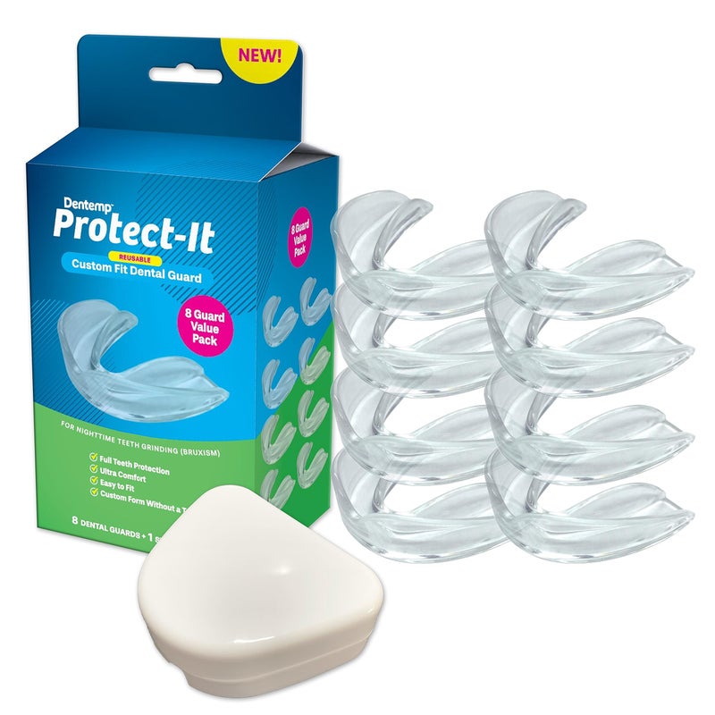 Dentemp Protect-It Custom Fit Mouth Guard 8 Pack for Teeth Grinding at Night - Night Guards for Sleep - Image 1