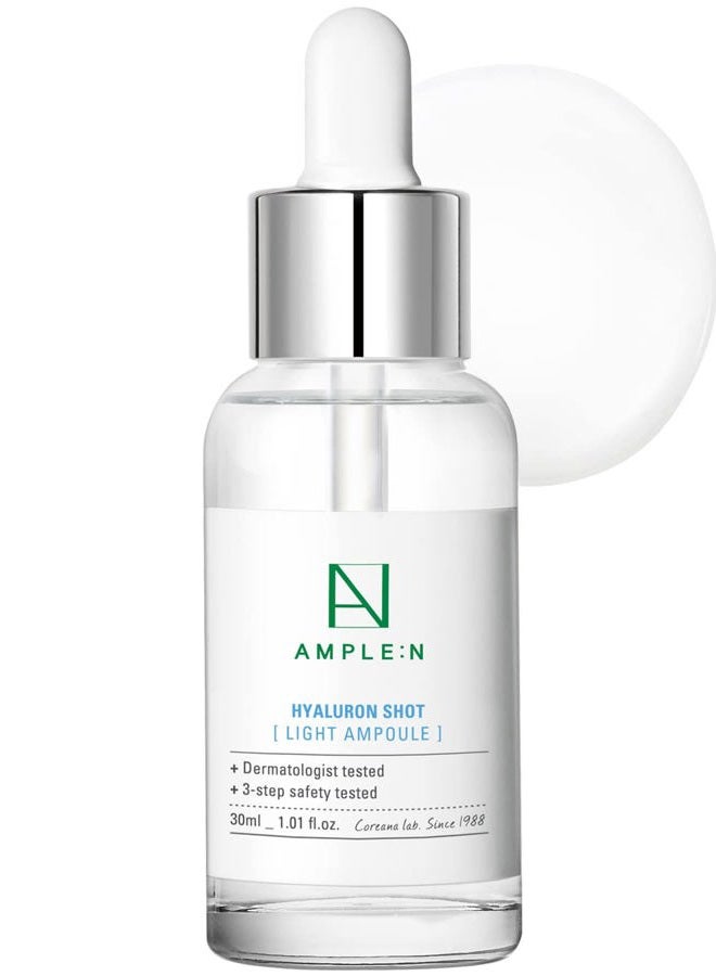 CORÉANA AMPLE:N Hyaluron Shot Light Serum - Hyaluronic Acid Moisturizing Serum - Hydrate Oily and Combination Skin and Restore Vitality – Plumping, Refreshing, Anti Aging Serum, 1.01 fl.oz.  - Image 1