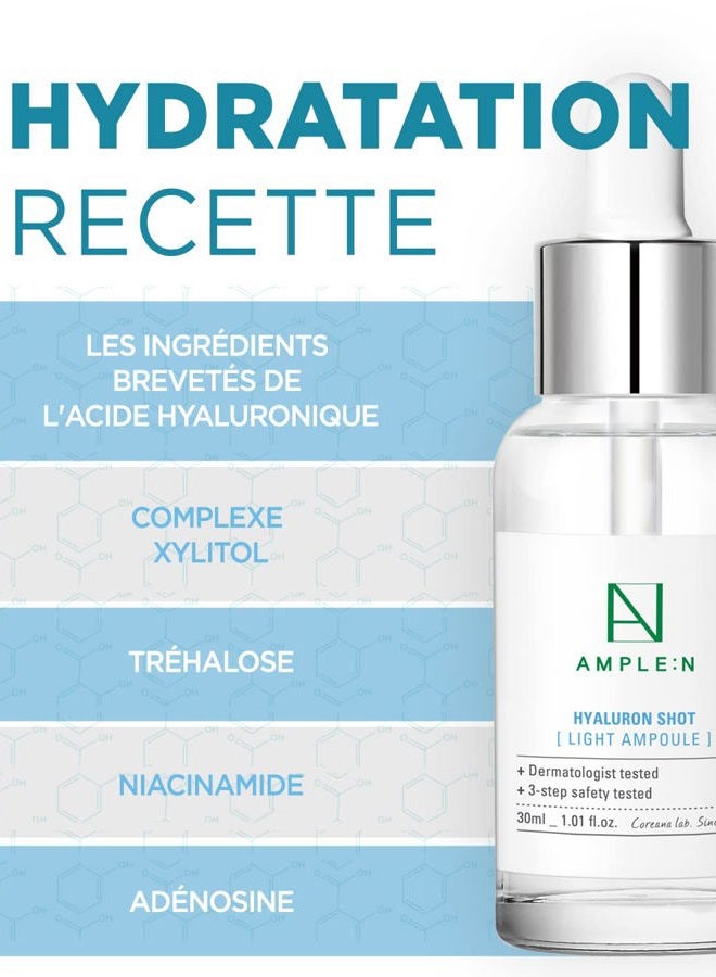 CORÉANA AMPLE:N Hyaluron Shot Light Serum - Hyaluronic Acid Moisturizing Serum - Hydrate Oily and Combination Skin and Restore Vitality – Plumping, Refreshing, Anti Aging Serum, 1.01 fl.oz.  - Image 3