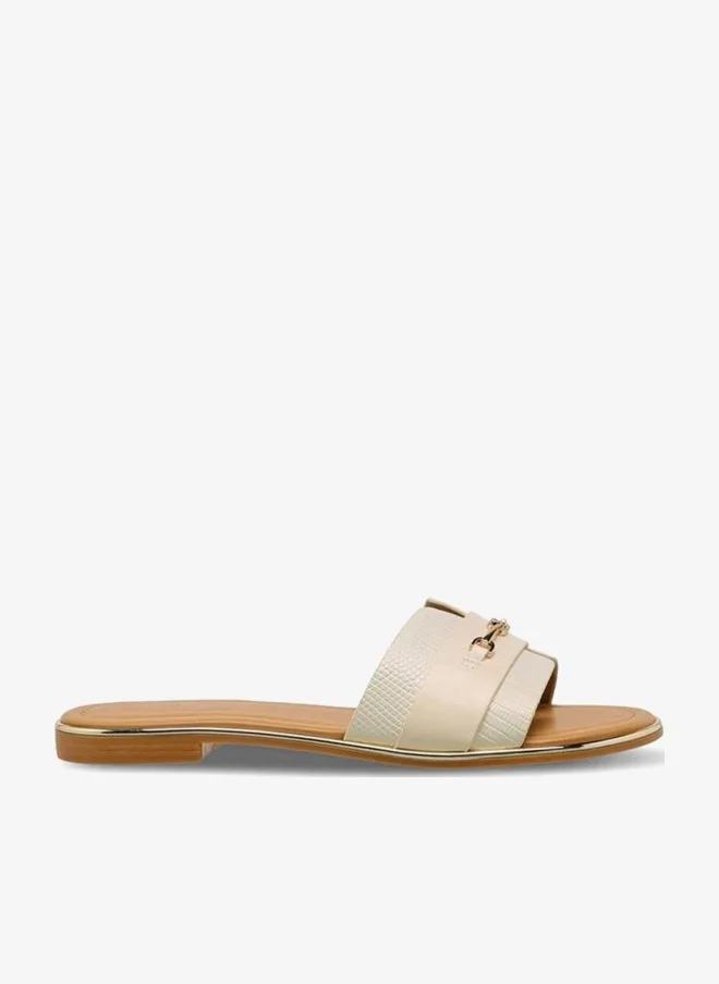 Celeste Women Metallic Buckle Detail Flat Sandals