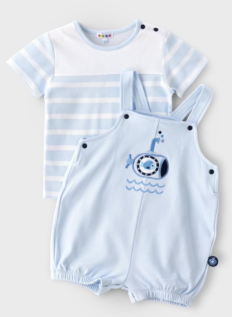 بوو بوو BooBoo Kids 2 Pcs Set - Dungaree & توب 100٪ قطن - Image 1