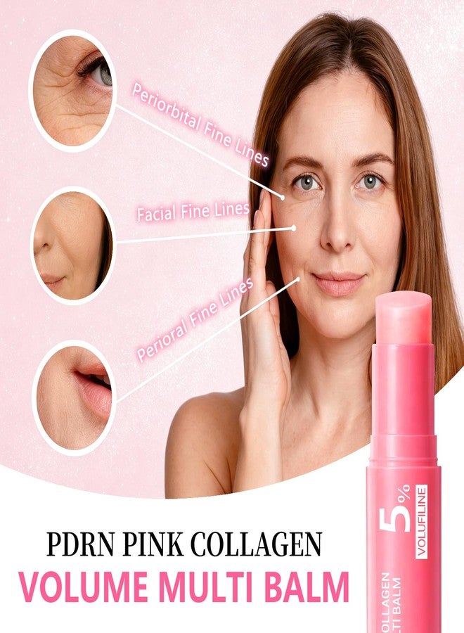 PDRN Pink Collagen Volume Multi Balm Stick - Collagen Wrinkle Stick Face & Body Balm for Under-Eyes, Neck, Forehead, Smile Lines, Lips | Plumping, Radiance, Line Care - Image 2