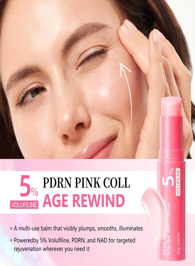 PDRN Pink Collagen Volume Multi Balm Stick - Collagen Wrinkle Stick Face & Body Balm for Under-Eyes, Neck, Forehead, Smile Lines, Lips | Plumping, Radiance, Line Care - Image 5