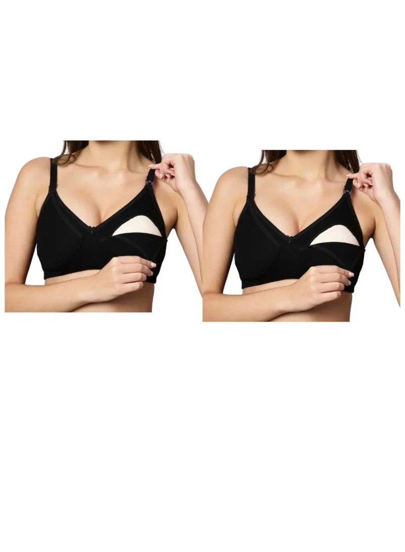 TUMMY TUMMY Bamboo Cotton Breast Feeding Nursing Bra Combo Pack of 2pc