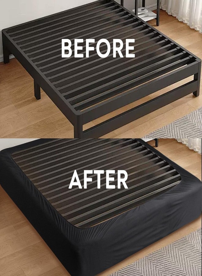 Magik & Kover Box Spring Cover Queen Size - Black Jersey Knit & Stretchy Wrap Around 4 Sides of The Box Spring, Alternative for Bed Skirt, Ultra Soft, Wrinkle & Fading Resistant - Image 5