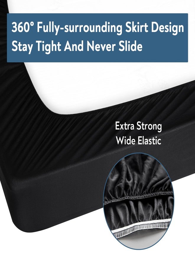 Magik & Kover Box Spring Cover Queen Size - Black Jersey Knit & Stretchy Wrap Around 4 Sides of The Box Spring, Alternative for Bed Skirt, Ultra Soft, Wrinkle & Fading Resistant - Image 3