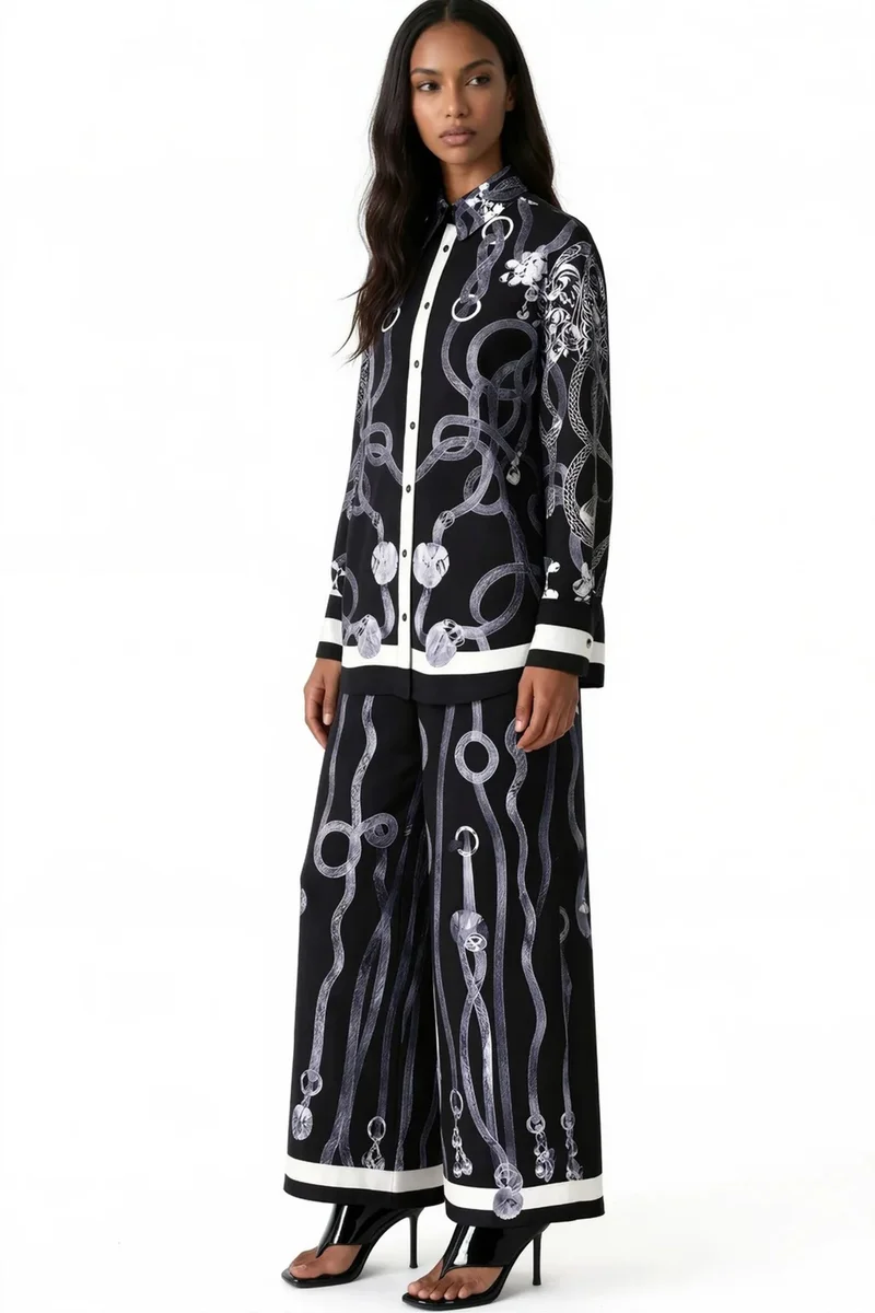 جينيفر Geometric Shirt Collar Co-ord