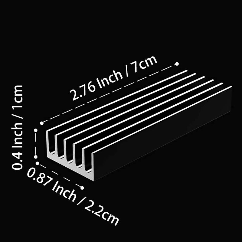 GLOTRENDS M.2 Heatsink Kits with Thermal Pad for 2280 M.2 SSD, Fit for Desktop PC Installation, 22x70x10mm Aluminum Body - Image 3