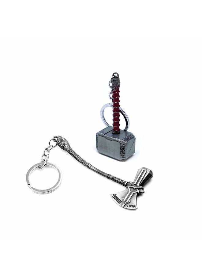 365Home 2-Pack Hammer Keychain and Axe Keychain, Cool Gifts for Men, Husband, Boyfriend - Image 1