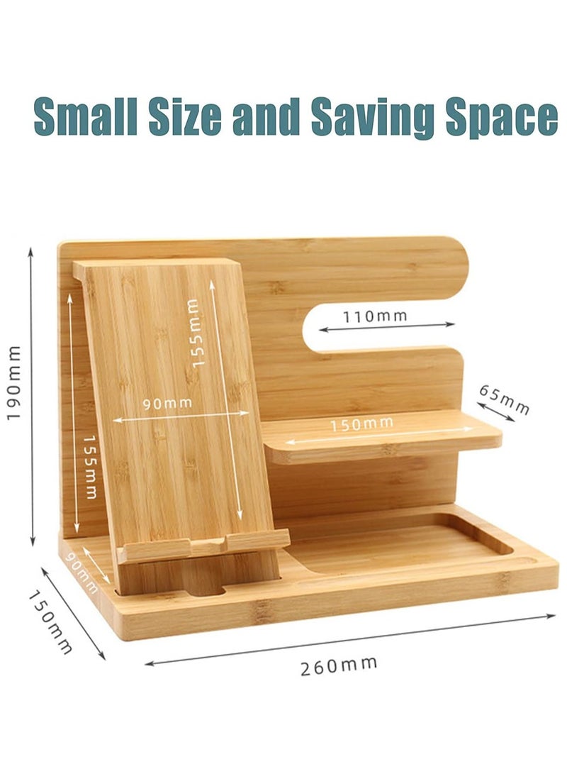 Wood Phone Docking Station Ash Key Holder Wallet Stand Watch Organizer Men Gift Husband Wife Anniversary Dad Birthday Nightstand Purse Father Graduation Male Travel Idea Gadgets  - Image 4