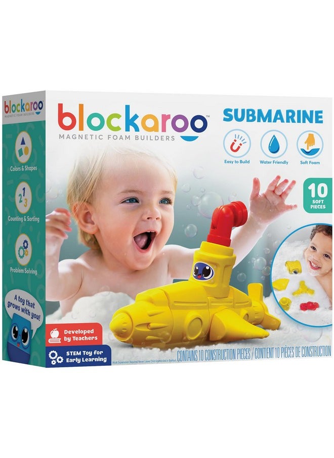 blockaroo - Magnetic Foam Building Blocks - 10-Piece Submarine, Bath Toys For Toddlers, Preschool Toys, Bathtub Toys, Sensory Toys, Blocks For Toddlers 3-5, Engineering Toys For Kids 3-5, Bath Blocks - Image 1