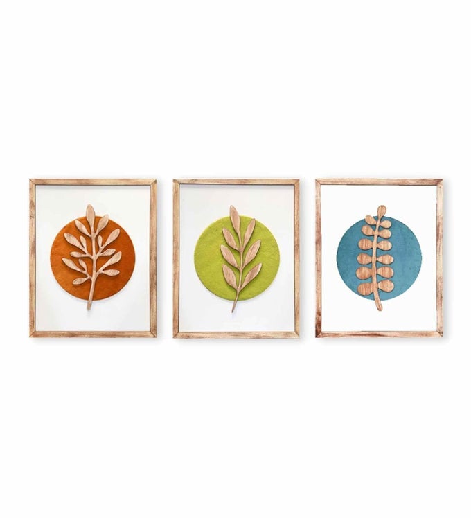 SET OF 3 BOTANICAL WALL ART WOODEN STYLISH DECORATION ITEM FOR HOME OFFICE CAF RESTAURANT AND HOTEL HOME DECOR ITEMS FOR LIVING ROOM BEDROOM KITCHEN AND ANY FAVORITE PLACE