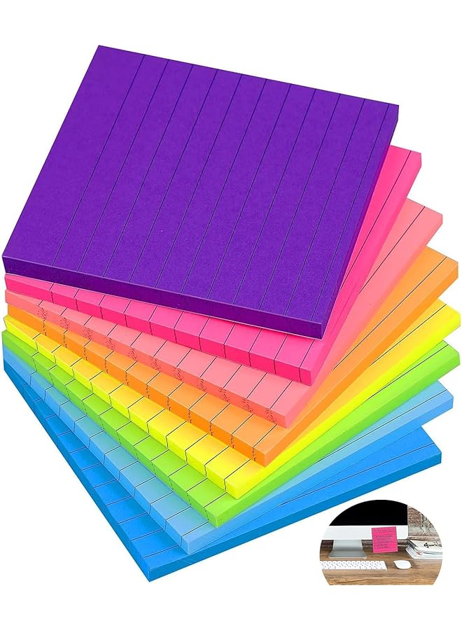joyzzz 8 Pcs Sticky Notes Lined Sticky Notes 7.6 X 7.6 Cm 8 Colors Bright Colors Self Stick Pads 360 Sheets Mini Sticky Notes Sticky Tabs Easy To Post For Home Office Notebook  - Image 1