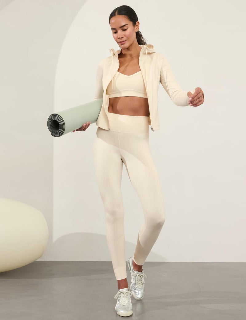 Laite Hebe Leggings for Women - High Waisted Full Length Buttery Soft Yoga Pants for Workout Athletic Daily Off-White - Image 2