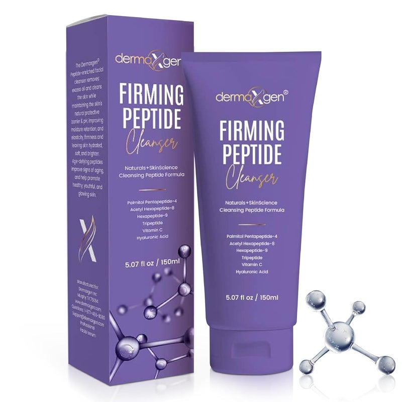 dermaxgen Firming Peptide Cleanser  5fl oz MultiPeptide Facial Cleanser with Vitamin C and Hyaluronic Acid  AntiAging Gentle Cleanser for Face  Hydrating Face Cleanser for All Skin Types
