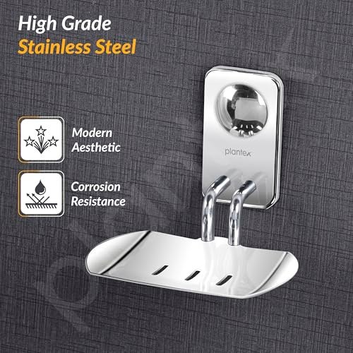 Plantex Metro Platinum Stainless Steel Soap Dish/Soap Stand/Bathroom Soap Holder/Bathroom Accessories - Image 3