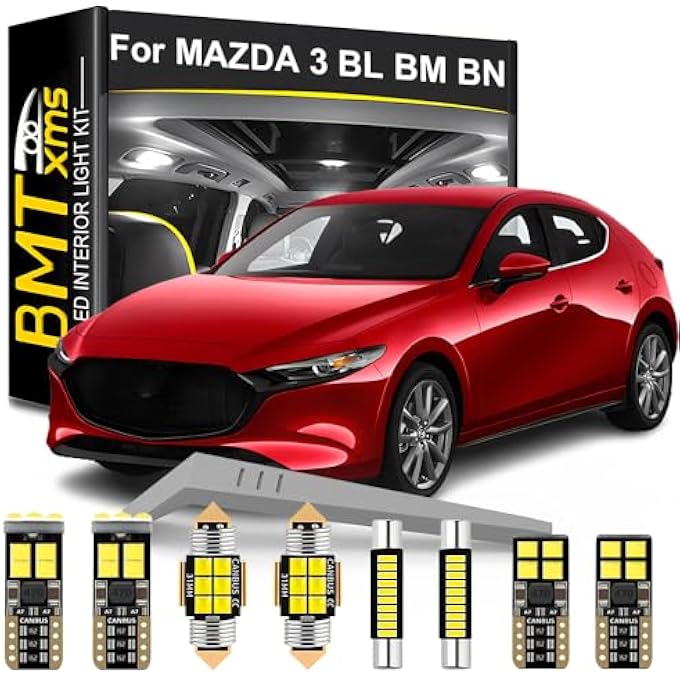 BMT xms طقم إضاءة داخلية LED مكون من 11 قطعة بديلة لسيارة مازدا 3 Bl Bm Bn 2010-2023، مصابيح بيضاء باردة 6000 كلفن - Image 1