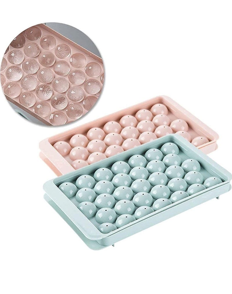Lotus unique Lotus unique 33 Cavity Plastic Mini Round Ice Cube Tray with Lid Ice Ball Maker for Juice Mocktails Whiskey Cocktails Tea Coffee Stackable in Freezer Colours as per availiblity Pack of 2  - Image 2