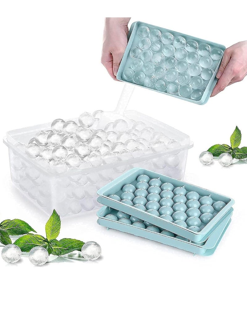 Lotus unique Lotus unique 33 Cavity Plastic Mini Round Ice Cube Tray with Lid Ice Ball Maker for Juice Mocktails Whiskey Cocktails Tea Coffee Stackable in Freezer Colours as per availiblity Pack of 2  - Image 1