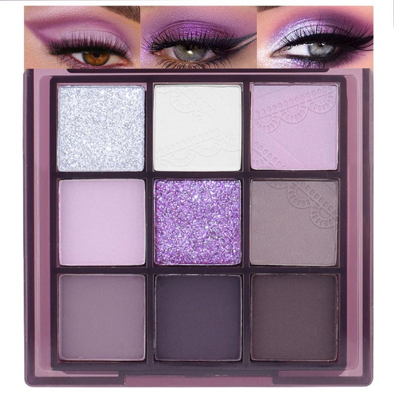 SUAKE Purple Eyeshadow Palette for Eye Makeup,High Pigmented Silver White Tan Grape Brown Color Light Violet Eye Shadow Primers, Matte Shimmer Powder Palet de sombras de ojos - Image 1