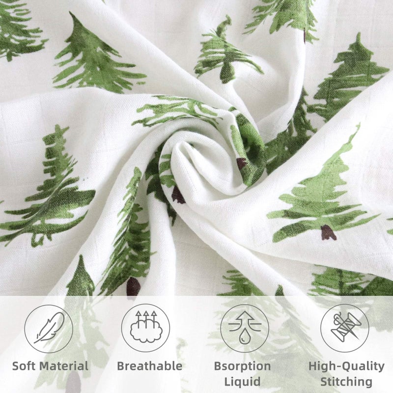 LifeTree Baby Swaddle Blankets, Boys Girls Muslin Swaddling Wrap Receiving Blanket for Newborn, 70% Viscose from Bamboo and 30% Cotton, Large 47" x 47", Elephant and Tree Pattern - Image 2