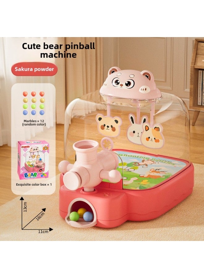 Children's Pinball Machine Shooting Game Machine Educational Toys Female Parent-Child Beading Beads 3 To 6 Years Old Boy's Concentration 3-6-Color:Cute Bear Pinball Machine  English Color Box  - Image 1