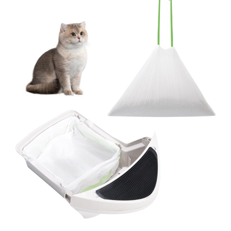 PETOCAT 67 Count Waste Drawer Bags for Robot 3 4 and Compatible with Most Self Cleaning Litter Box & ScoopFree Clumping Poop Bin, 9 Gal Kitty Drawstring Liners Leak-proof Disposable Pet Trash Replacement Bags - Image 1