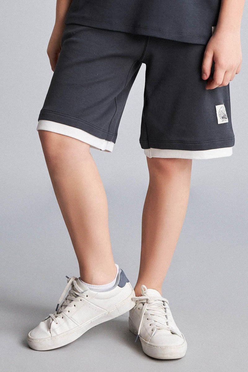 DeFacto Grey Boy Boy Oversize Fit Printed 100% Cotton Shorts Casual - Image 2