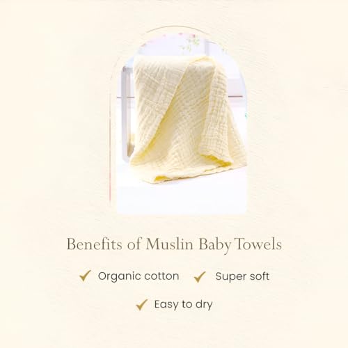 JUST GOODS Organic 100% Cotton Muslin Baby Bath Towel - Super Absorbent, Extra Soft, Eco-Friendly, Multi-Use for Newborns, Infants, Kids Boys & Girls - 105x105 CM (Blue) - Image 5