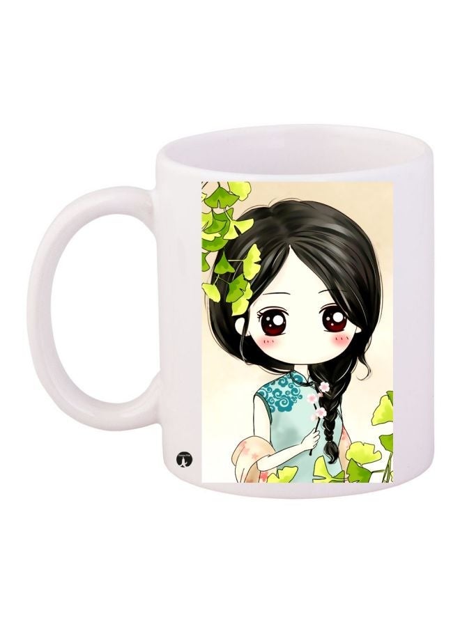 RYN Cartoon Printed Coffee Mug White/Black/Blue 11ounce